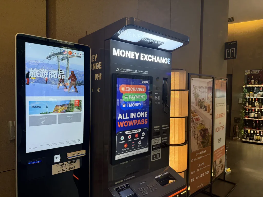 ナインツリーバイパルナスソウル明洞2の館内に設置されているWOWPASS対応機器