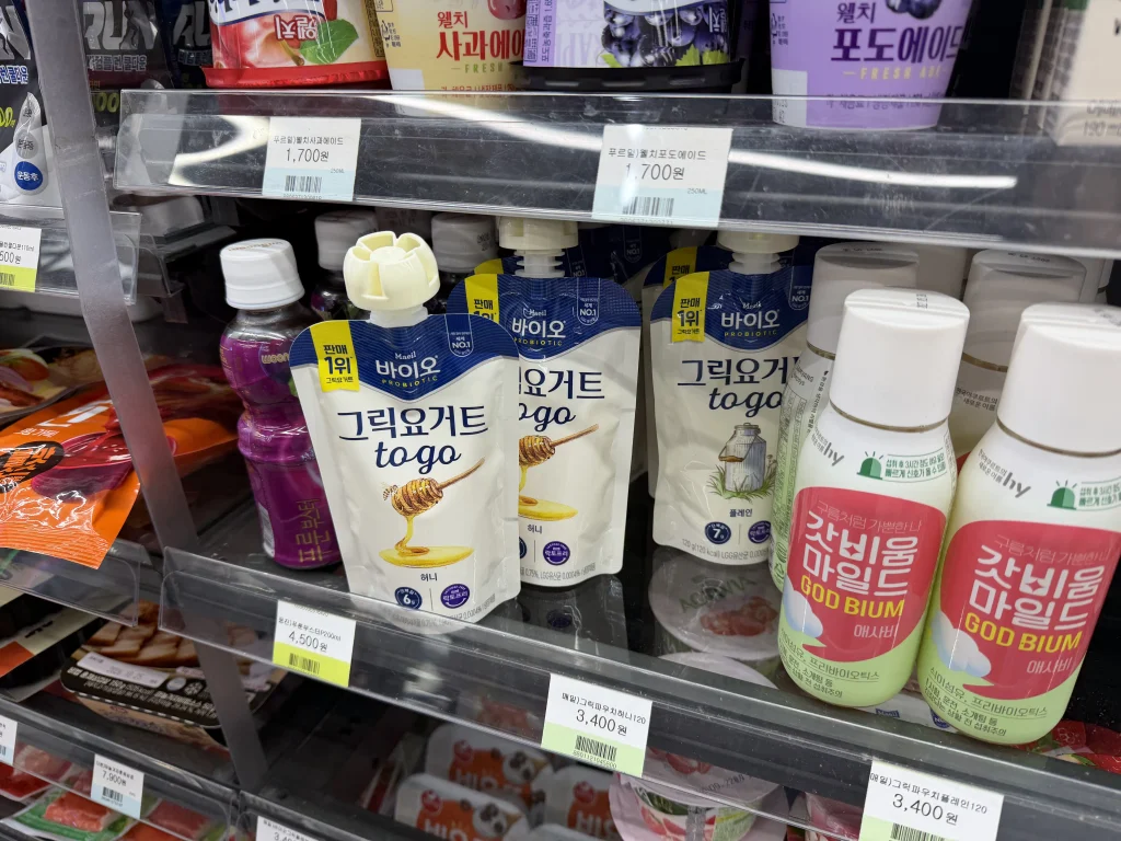 パラダイスシティCUで販売されている韓国のヨーグルトや乳酸菌飲料